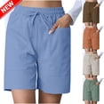 thumbnail image 1 of Taqqpue Bermuda Shorts for Women Knee Length High Waisted Cotton Elastic Wasit Drawstring Shorts Summer Dressy Casual Long Chino Shorts with Pockets, 1 of 9