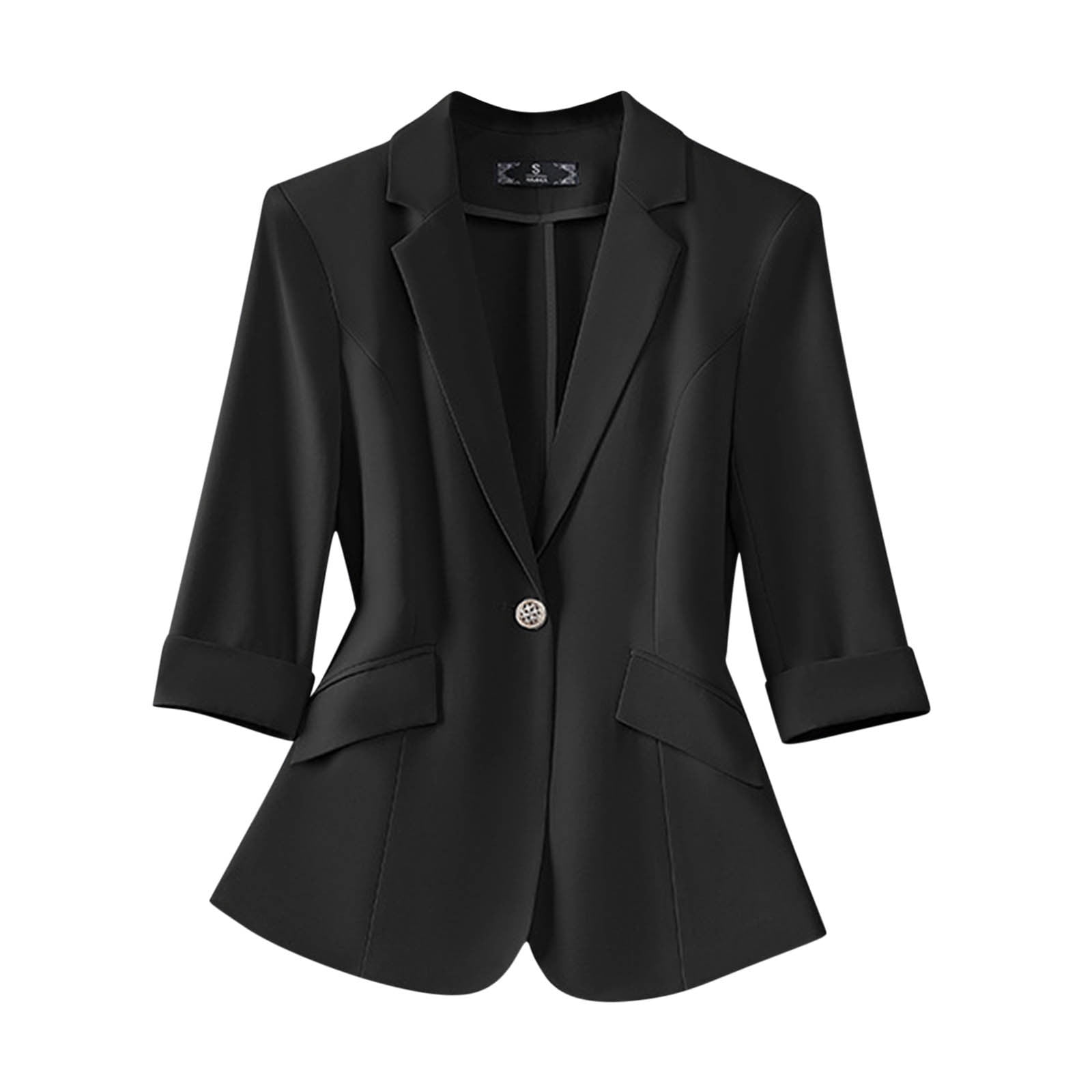 Taqqpue Blazer for Women Solid Color Long Sleeve V Neck Turndown Collar ...