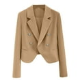 thumbnail image 1 of Taqqpue Blazer for Women Solid Color Long Sleeve Button Front Blazer Notch Collar Casual Work Office Suit Jackets with Pockets, 1 of 3