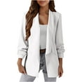 thumbnail image 1 of Taqqpue Blazer for Women Solid Color Long Sleeve Turndown Collar Button Down Suit Jacket Casual Loose Fit Work Office Blouse Blazer with Pockets, 1 of 2