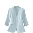 thumbnail image 1 of Taqqpue Blazer for Women Solid Color Long Sleeve V Neck Button Down Suit Jacket Casual 3/4 Sleeve Work Office Plus Size Blazer with Pockets, 1 of 2