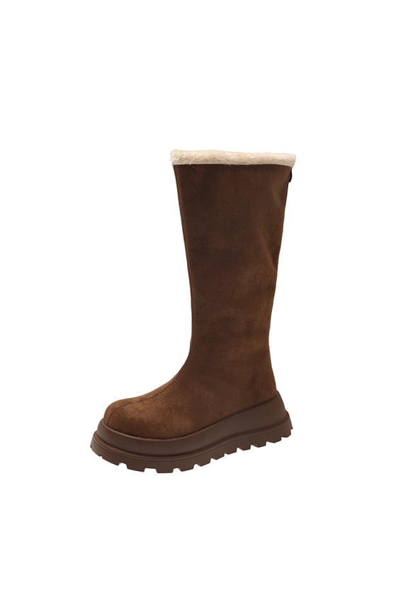 Boots for Women,Womens Winter Boots,Fuzzy Mid-Calf Boots,Warm Casual Outdoor Snow Boots e Comfortable Suede Thick-Soled Low-Heeled Boots for Women