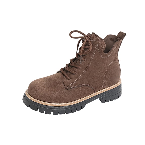 Taqqpue Boots for Women,Casual Winter Keep Warm Short Boots Solid Color Round Toe Front Lace-Up Heel Low Heel Ankle Boots
