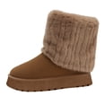 thumbnail image 1 of Taqqpue Boots for Women,Women's Faux Fur Mid Calf Snow Boots - Round Toe Suede Warm Fur Lined Platform Flat Comfort Outdoor Winter Fashion Boots, 1 of 5