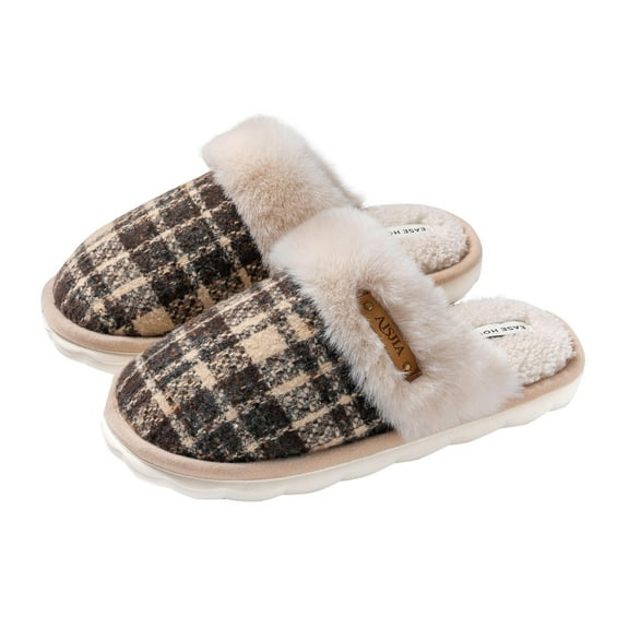 Taqqpue Bow Slippers for Women, Cute Fluffy Warm Slippers with Bow, Winter Cozy House Slippers Plush Indoor Outdoor Shoes Christmas Birthday Gifts for Women Mom