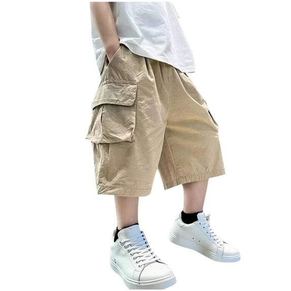 Taqqpue Boy's Cargo Shorts Baggy Straight Leg Outdoor Quick Dry Hiking Shorts, Kids Summer Classic Fit Jogger Athletic Short Pants with Multi Pocket (4-14 Years)