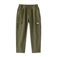 thumbnail image 1 of Taqqpue Boys Cargo Pants Casual Solid Color Straight Wide Leg Work Pants Elastic Waist Hiking Pants with Pocket for Boys 3-14 Years, 1 of 5