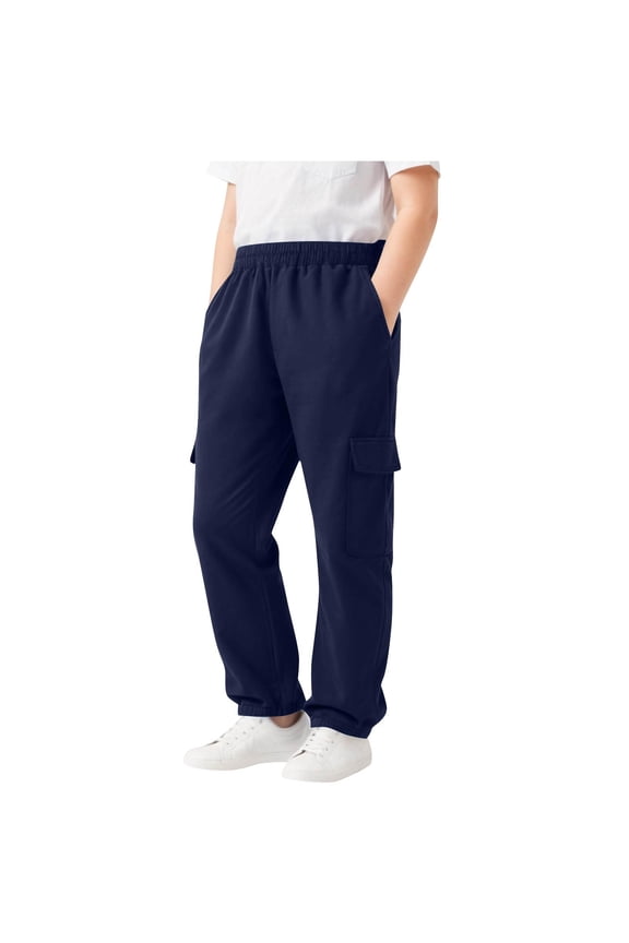 Boys Fleece Lined Pants Cotton Kids Winter Warm Thick Thermal Tights Pants Casual School Uniform Yonth Twill Pants for Kids 5-14Years