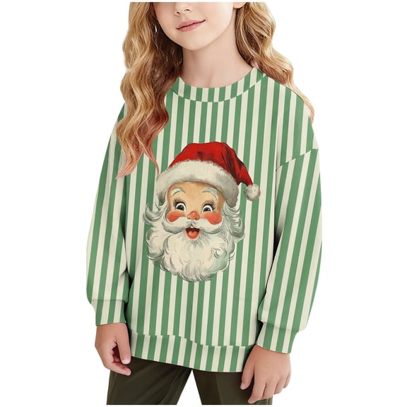 Taqqpue Boys Girls Christmas Sweatshirt Long Sleeve Santa Printed Shirts Blouse Fall Winter Ugly Christmas Sweater Pullover for Kids 1-15T