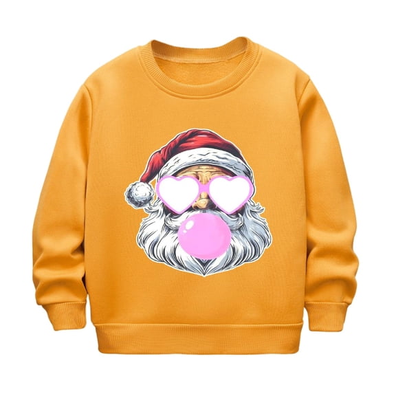 Taqqpue Boys Girls Christmas Sweatshirts Fleece Santa Graphic Long Sleeve Shirt Casual Crewneck Holiday Oversize Pullover Tops for Kids 2-12 Years