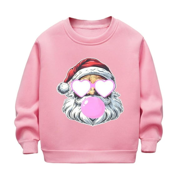Taqqpue Boys Girls Christmas Sweatshirts Fleece Santa Graphic Long Sleeve Shirt Casual Crewneck Holiday Oversize Pullover Tops for Kids 2-12 Years