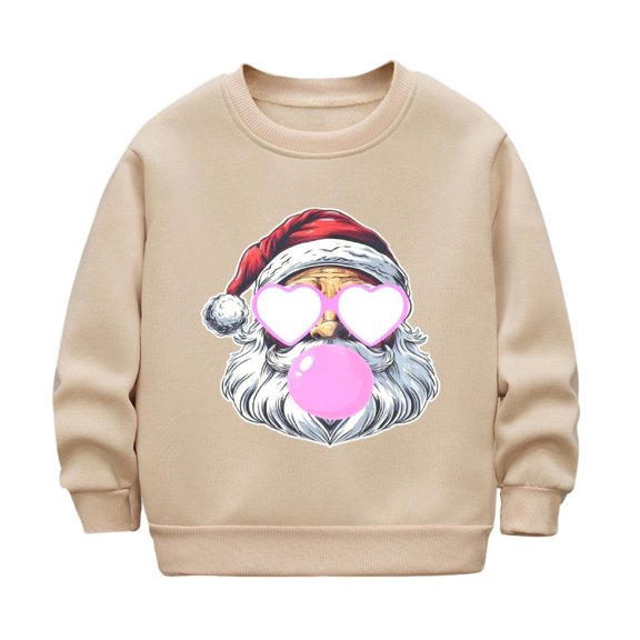 Taqqpue Boys Girls Christmas Sweatshirts Fleece Santa Graphic Long Sleeve Shirt Casual Crewneck Holiday Oversize Pullover Tops for Kids 2-12 Years
