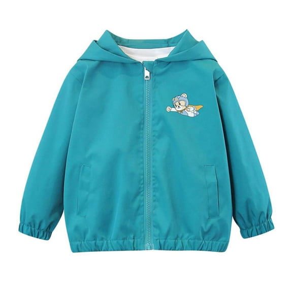 Taqqpue Boys Girls Rain Jacket Casual Solid Color Zipper Long Sleeve Waterproof Jacket Hoodies Loose Fit Lightweight Windbreaker Raincoat Outerwear with Pockets for Kids