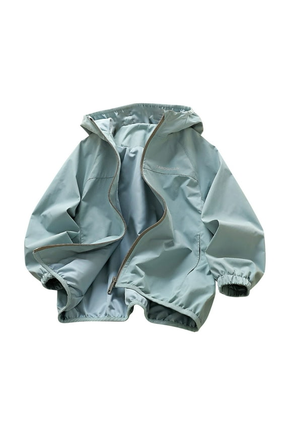 Boys Girls Rain Jackets Long Sleeve Lightweight Waterproof Hiking Hooded Full Zip fleece Raincoats Waterproof Windbreakers for Kids 4-17 Years