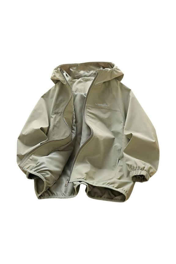 Boys Girls Rain Jackets Long Sleeve Lightweight Waterproof Hiking Hooded Full Zip fleece Raincoats Waterproof Windbreakers for Kids 4-17 Years