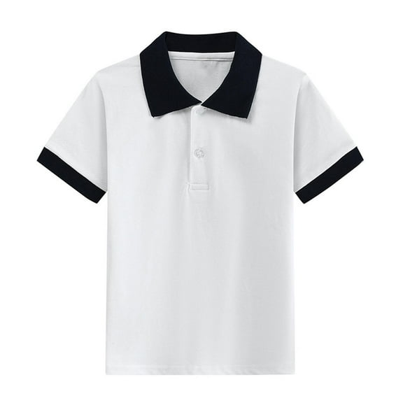 Taqqpue Boys Girls Shirts Kids School Uniform Shirts Short Sleeve Casual Solid Color Collared Top Shirts for Kid 3-15 Years