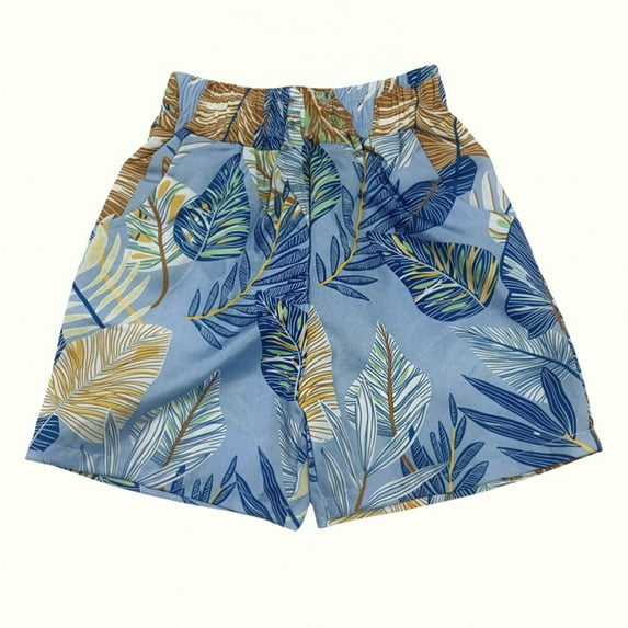 Taqqpue Boys Hawaiian Shorts Tropical Cool Cute Printed Quick Dry Lightweight Casual Shorts Youth Kids Toddler Summer Beach Shorts (5-14 Years)