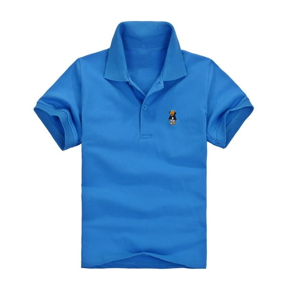 Taqqpue Boys Short Sleeve T Shirts Kids Summer V Neck Casual Tops Collared Button Front Loose Blouse Toddler Printed Cotton Solid Tee Shirts 2-12 Years