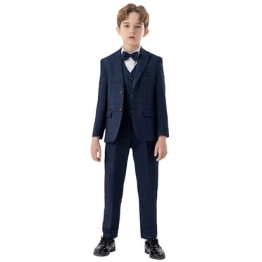 YuanLu Boys 5-Piece Tuxedo Suit Set - Slim Fit Wedding Ring Bearer Outfit