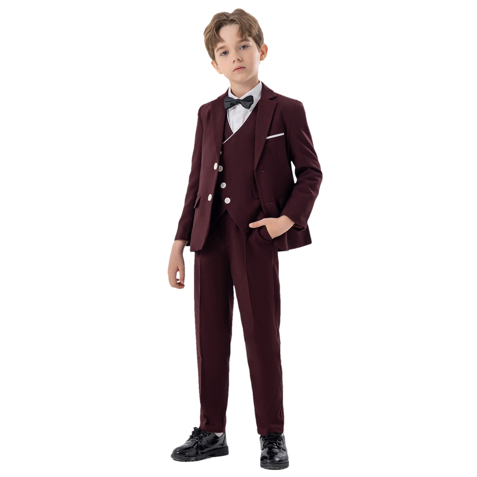 Completo 5 Pezzi Per Ragazzi – Slim Fit Con Giacca, Pantaloni, Gilet, Camicia E Cravatta, Taglie Da 2T A 14, Colore Verde Salvia