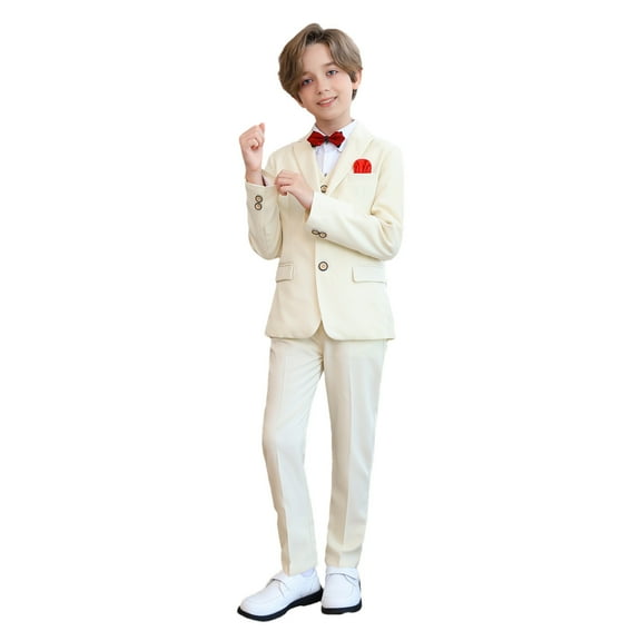 Taqqpue Boys Suit for Kids Tuxedo Wedding Ring Bearer Outfit Boy Formal Suits 6 Piece Slim Fit Dresswear Suit Set (12M-14Y)