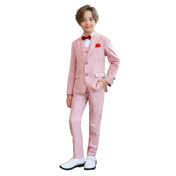 Taqqpue Boys Suit for Kids Tuxedo Wedding Ring Bearer Outfit Boy Formal Suits 6 Piece Slim Fit Dresswear Suit Set (12M-14Y)