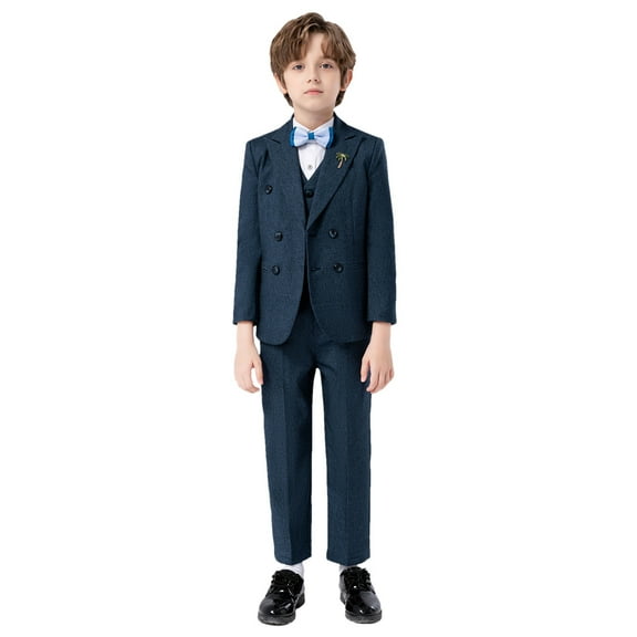Taqqpue Boys Suit for Kids Tuxedo Wedding Ring Bearer Outfit Boy Formal Suits 6 Piece Slim Fit Dresswear Suit Set (12M-15Y)