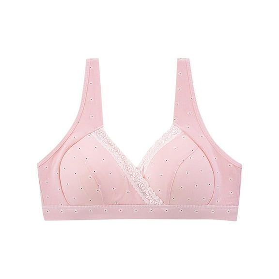 Taqqpue Breastfeeding Bra,Solid Color Cotton Pre Opening Button Breast Feeding Bra Maternity Sleep Bras with Lace Trim for Pregnant Women with Lace Trim
