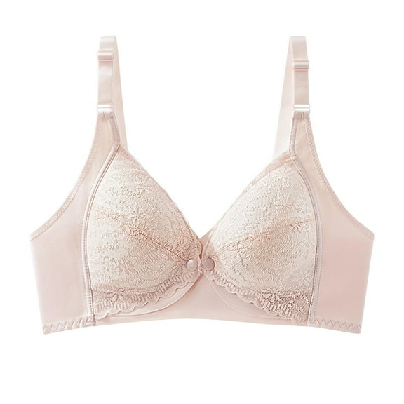 Taqqpue Breastfeeding Bra,Solid Color Cotton Pre Opening Button Breast Feeding Bra Maternity Sleep Bras with Lace Trim for Pregnant Women