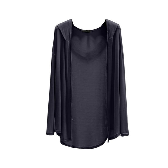 Taqqpue Cardigan for Women Casual Lightweight Solid Color Front Open Blouse Tops Loose Fit Plus Size Hooded Cardigan Jacket