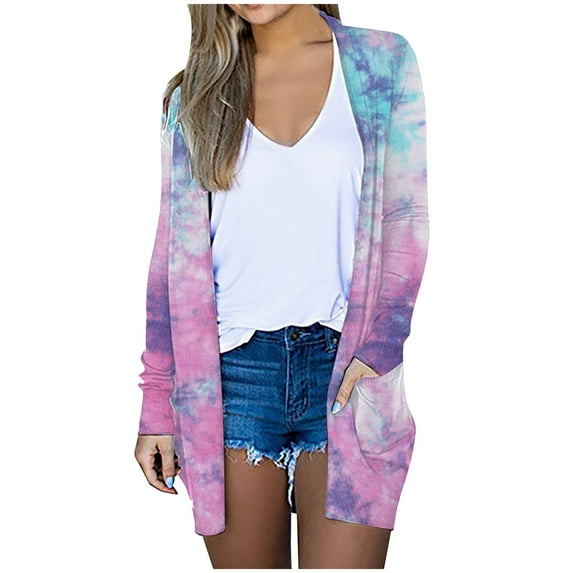 Taqqpue Cardigans for Women 2023 Women's Long Sleeve Open Front Lightweight Cardigan Loose Summer Beach Cover Up Casual Floral Blouses Outwear Womens Cardigan Tops with Pockets