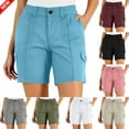 thumbnail image 1 of Taqqpue Cargo Shorts for Women, Elastic High Waist 6 Pockets Shorts Solid Color Summer Shorts for Women Casual, 1 of 10