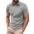 thumbnail image 1 of Taqqpue Casual Golf Shirts for Men V Neck Solid Color Short Sleeve Button T-Shirt Moisture Wicking Quick Dry Active Gym Workout Blouse Tops, 1 of 6