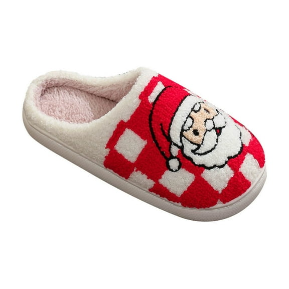 Taqqpue Christmas Slippers for Women Men Cute Christmas Santa Print Winter Plush Furry Funny Slippers Comfy Warm House Shoes for Outdoor Wear