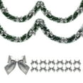 thumbnail image 1 of Taqqpue Christmas Tinsel Garland with 12 pcs Bowknots,Christmas Tree Decorations, Metallic Twist Shiny Hanging Garland Xmas Ornaments for Home Mantle Stair Indoor Outdoor Party Supplies Decor, 1 of 5