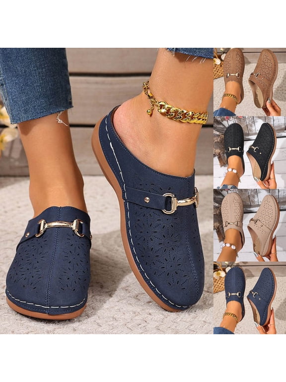 Clogs for Women Mules Shoes - Slip On Womens Comfortable Slides Closed Toe Walking Platform Sandals