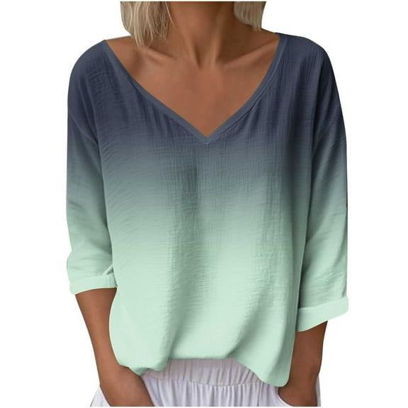 Taqqpue Cotton Linen Long Sleeve Shirts for Women Casual Solid Color Lightweight V Neck T Shirts Beach Plus Size Pullover Blouse Tops