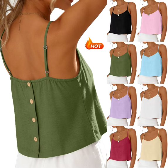 Taqqpue Cotton Linen Tank Tops for Women Casual Summer Spaghetti Strap Sleeveless Crop T Shirt Basic Beach Vacation Camisoles for Women S-XXL