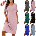 thumbnail image 1 of Taqqpue Cotton Nightgown for Women Solid Color Long Sleepshirts Short Sleeve Full Length Nightshirt Casual Loungewear for Women, 1 of 9