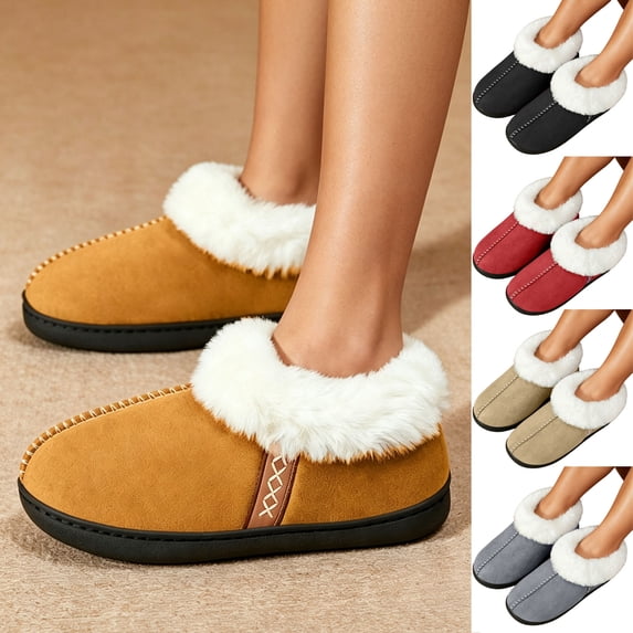 Taqqpue Cozy Slippers for Women Indoor and Outdoor Fuzzy House Shoes with Memory Foam,Closed Toe Slippers Loafers