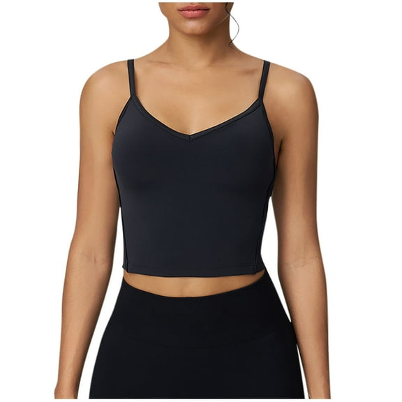 Taqqpue Crop Tank Top Woman Summer Solid Color V Neck Tube Ribbed Tops Halter Sapghetti Strap Cami Racerback Tees Ladies
