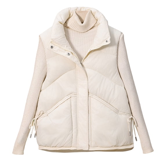 Taqqpue Cropped Puffer Vest for Women Zip Up Stand Collar Sleeveless Padded Crop Puffy Vests Winter Keep Warm Oversize Jackets Outerwear with Pockets