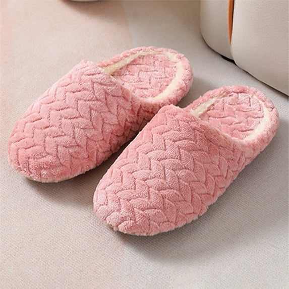 Taqqpue Cute Slippers for Women Solid Color Perfect Soft Plush Comfy Warm Slip-On Slippers Indoor Fluffy House Slippers for Women and Men Non-slip Fuzzy Flat Slides