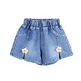 thumbnail image 1 of Taqqpue Denim Shorts for Girl Mid Rise Stretchy Loose Short Jeans Floral Printed Plus Size Shorts Casual Mid Waisted Denim Shorts with Pockets 2-7Y, 1 of 3