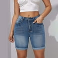 thumbnail image 1 of Taqqpue Denim Shorts for Women Mid Rise Ripped Jean Shorts Stretchy Folded Hem Hot Short Jeans, 1 of 10