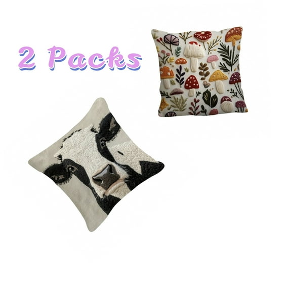 Taqqpue Embroidered Throw Pillow Covers - 18x18 Decorative Pillow Covers with Zipper Aesthetic Cute Design Boho Cozy Throw Pillowcases for Living Room Couch Sofa Bed(1 Packs,2 Packs,3 Packs)