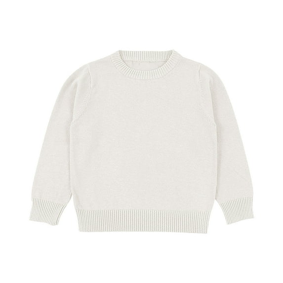Taqqpue Girl Boy Knit Sweater Casual Solid Color Cute Round Neck Long Sleeve Blouse Pullover Warm Oversized Sweatshirt Tops for Kids 1-8Y