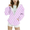 thumbnail image 1 of Taqqpue Girl Hoodie Casual Dot Printed Zip Up Jacket Tops School Outerwear Coat Loose Fit Plus Size Hooded Sweatshirt with Pockets for Kids 4-15Y, 1 of 5