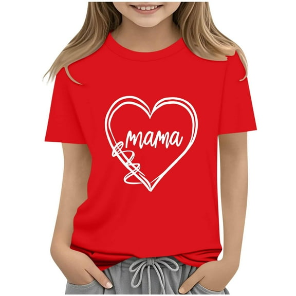 Taqqpue Girl Summer Tops Short Sleeve Casual Basic T Shirts Loose Fit Round Neck Workout Outfit Tee Print Tops Blouses 2-14 Years