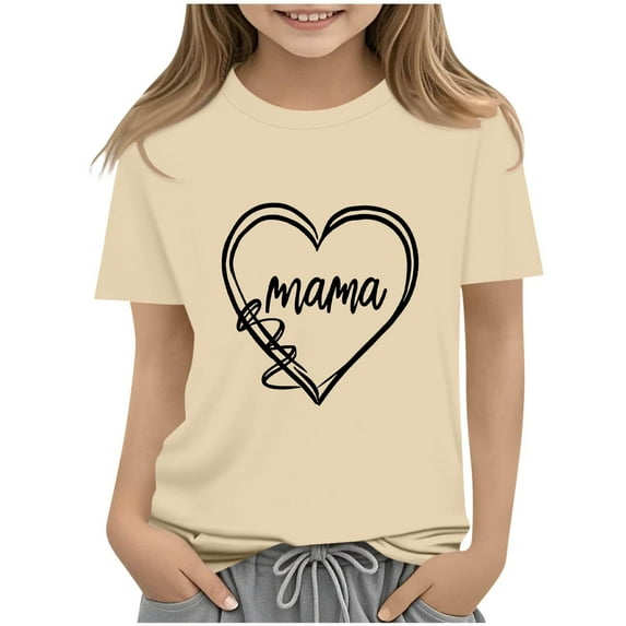 Taqqpue Girl Summer Tops Short Sleeve Casual Basic T Shirts Loose Fit Round Neck Workout Outfit Tee Print Tops Blouses 2-14 Years